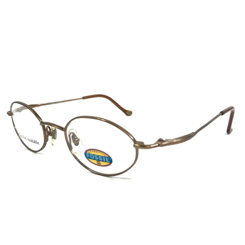 Fossil Petite Eyeglasses Frames TINA C4E Light Brown Gold Wire Rim 46-20-130